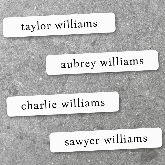 White waterproof name (White waterproof name labels)