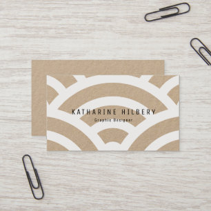 White Wave Pattern Kraft Paper Business Card