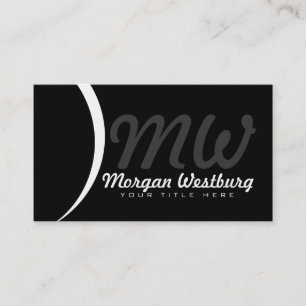 White Wave Professional Monogram Business Cards