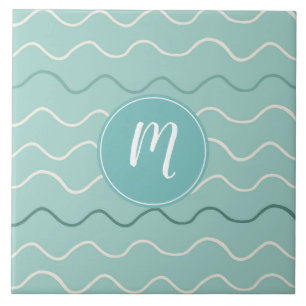 White Waves Pattern Ceramic Tile