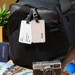 White Wavey Pattern – Minimalist Abstract Design Luggage Tag