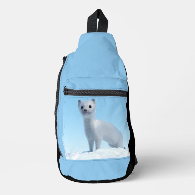 White weasel art sling bag (Front)