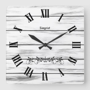 White Weathered Wood Style Clock