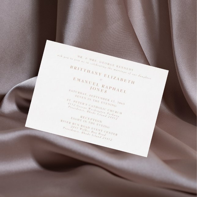 White Wedding 2 Venues Rose Gold Foil Invitation (Creator Uploaded)