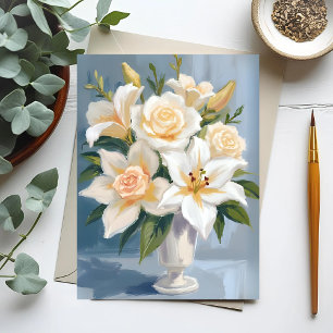White Wedding Bouquet Floral Watercolor Postcard