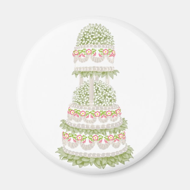 White Wedding Cake Magnet (Front)