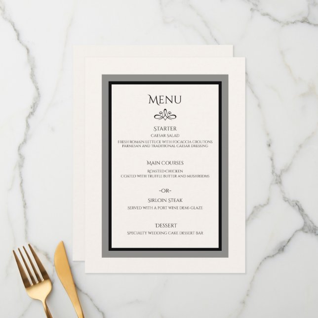White wedding customisable flat menu (Front/Back In Situ)