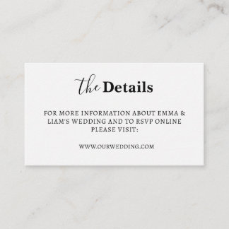 White Wedding Details Enclosure Cards