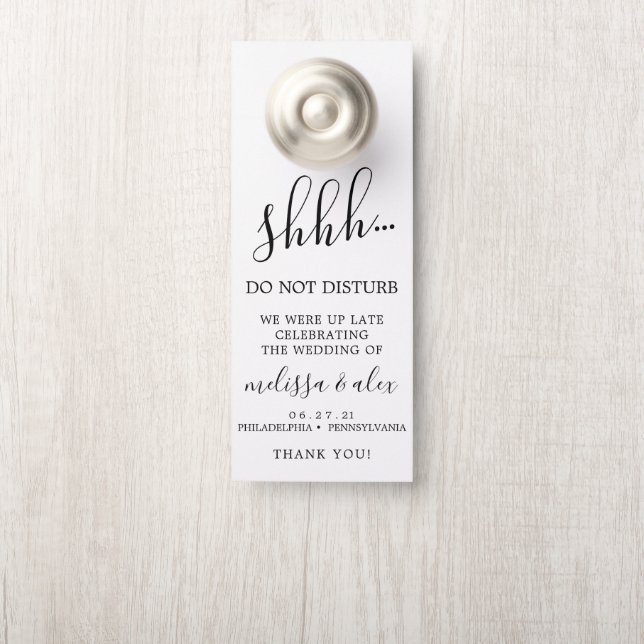White Wedding Door Suspension - Do Not Disturb Door Hanger (On Knob)