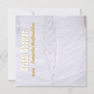 White wedding dress bridal shower invitation