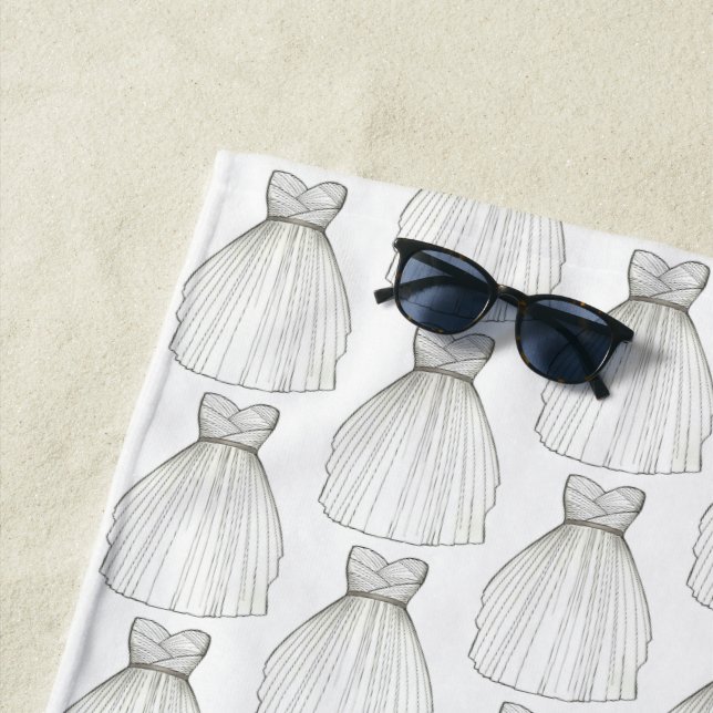 White Wedding Dress Gown Bridal Shower Bride Gift Beach Towel (In Situ)