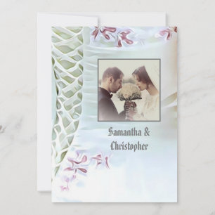 White wedding dress photo invitation