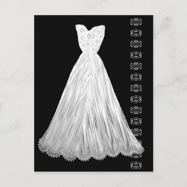 White Wedding Dress with Lace Accent Postcard (Front)