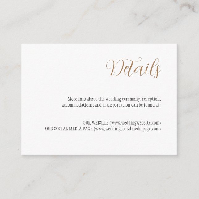 White Wedding Enclosure Card (Front)