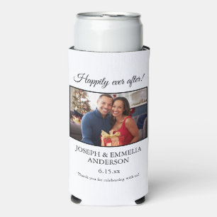 White Wedding Favour Photo Happily Ever After Seltzer Can Cooler