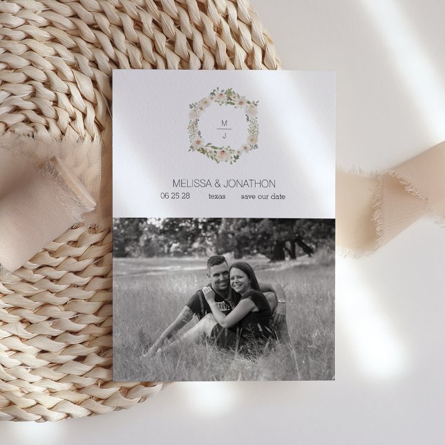 White Wedding Floral Elegant Image Save The Date (Creator Uploaded)