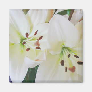White Wedding Flowers Save the Date Fridge Magnets