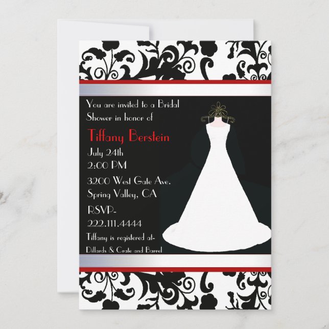 White Wedding Gown Bridal Shower Invitation (Front)
