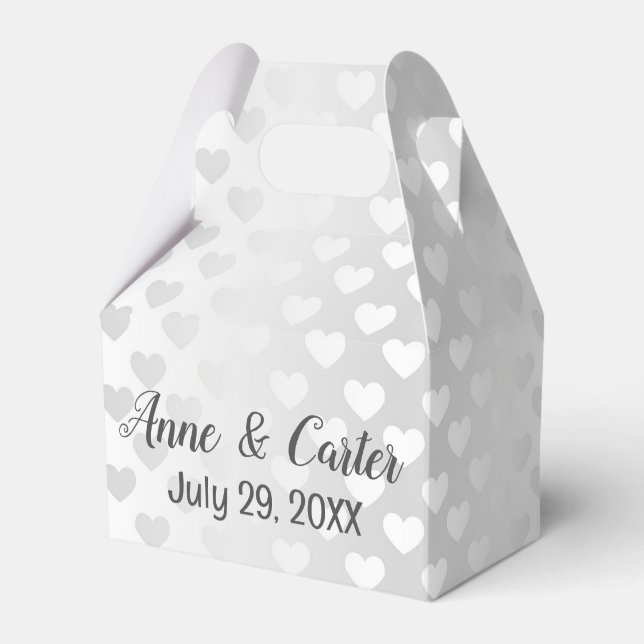 White Wedding Hearts Favour Box (Front Side)