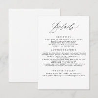 White Wedding Information Enclosure Card