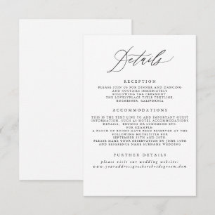 White Wedding Information Enclosure Card