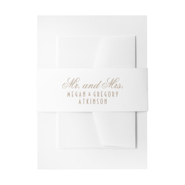 White Wedding Invitation Belly Band (Front Example)