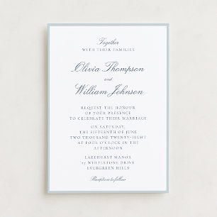 White Wedding Invitation with Light Blue Details
