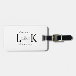 White Wedding Monogram Simple Elegant Minimalist Luggage Tag