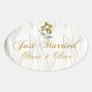 White Wedding Oval Sticker