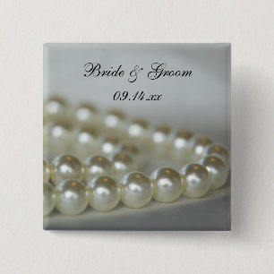 White Wedding Pearls 15 Cm Square Badge