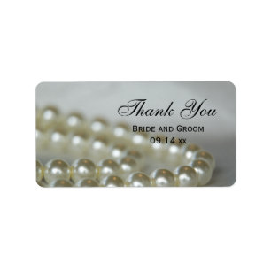 White Wedding Pearls Thank You Favour Tags