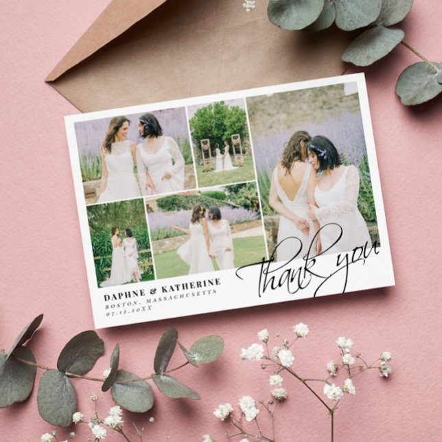 White Wedding Photo Collage Script Thank You (Creator Uploaded)