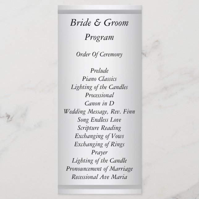 White Wedding Program (Front)