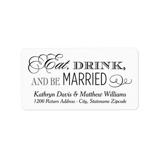 White Wedding Return | Eat Drink and Be Married Address Label