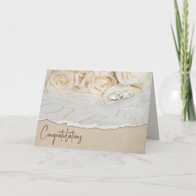 White Wedding Roses Card (Front)