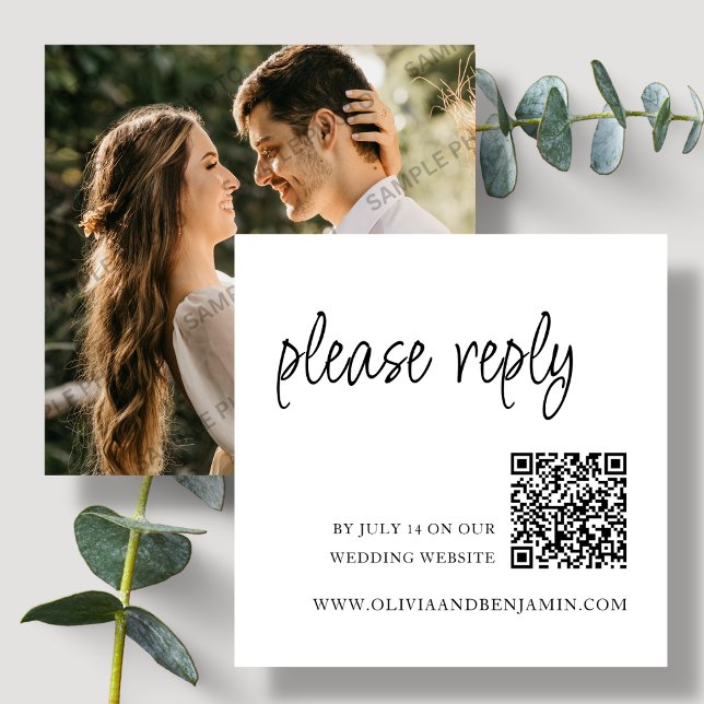 White | Wedding RSVP QR Code Enclosure Card (Creator Uploaded)