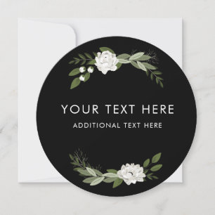 White Wedding Sprigs Round invitation