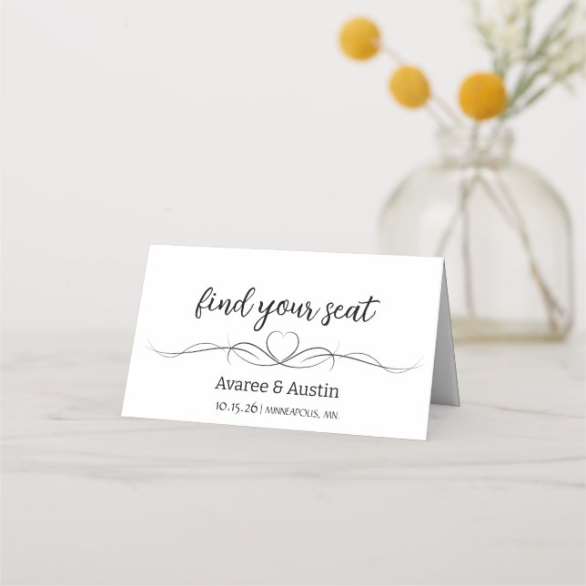 White Wedding Table Seating Cards (Front)