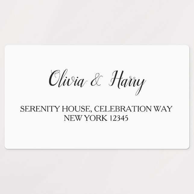 White Wedding Waterproof Return Address Labels (Design 3)