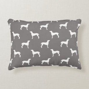 White Weimaraner Silhouettes On Grey Decorative Cushion