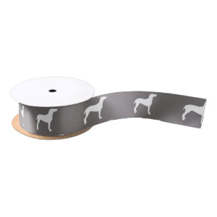 White Weimaraner Silhouettes On Grey Satin Ribbon