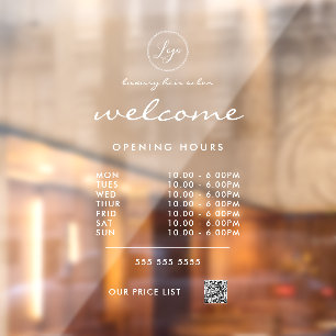 White Welcome Opening Hours Logo QR Code