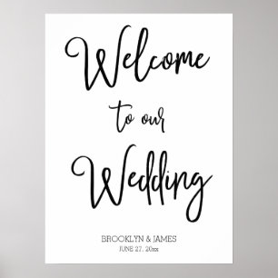 White Welcome To Our Wedding Reception Sign Poster
