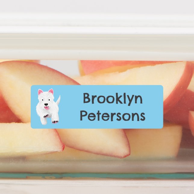 White west highland terrier cartoon personalised (Affixed)