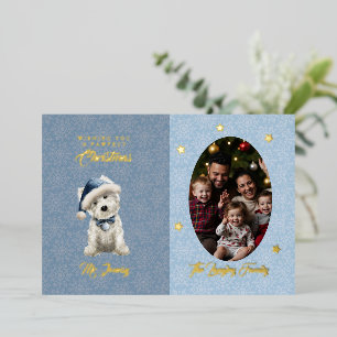 White Westie And Family Christmas Foil Holiday Card