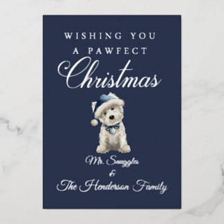 White Westie Christmas Foil Holiday Card