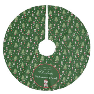 White Westie Christmas Whimsical Brushed Polyester Tree Skirt
