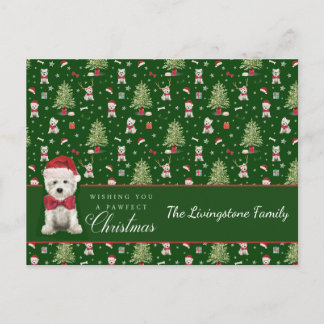 White Westie Christmas Whimsical Postcard