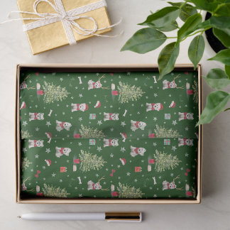 White Westie Christmas Whimsical Tissue Paper