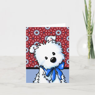 White Westie On Red and Blue Note Card
